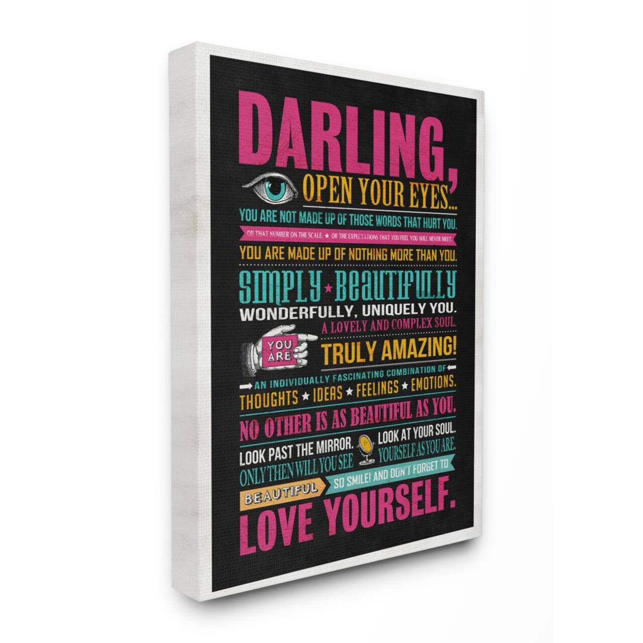 Stupell Industries Neon Darling Love Yourself Canvas Wall Art
